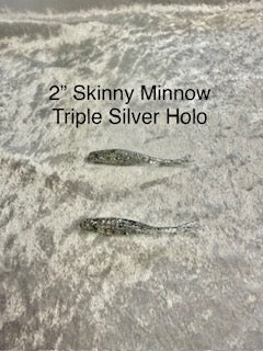 2 inch Skinny Minnow Triple Silver Holographic
