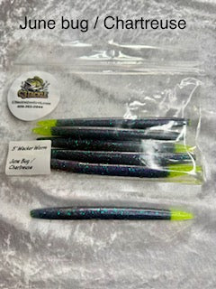 5" Wacker worm June Bug Chartreuse
