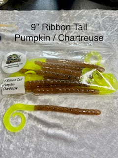 9 inch Ribbon Tail Pumpkin Chartreuse
